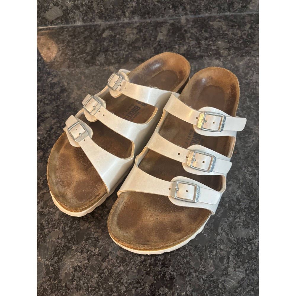 Birkenstock White Florida 3 Buckle Sandals 38 US 7